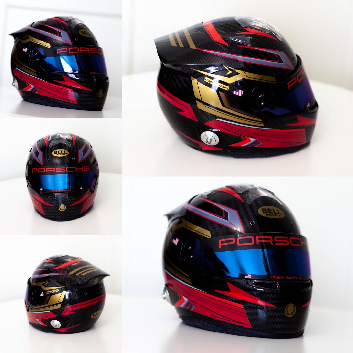 MUGELLO Stickers for helmet Color scheme #5 with Names&Flag and Metal (design pack) (Karting, Motorsport, Moto)