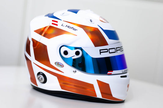 ATOMIC Sticker Kit for helmet Color Scheme #6 Orange & Blue Chrome (design pack) (Karting, Motorsport, Moto)