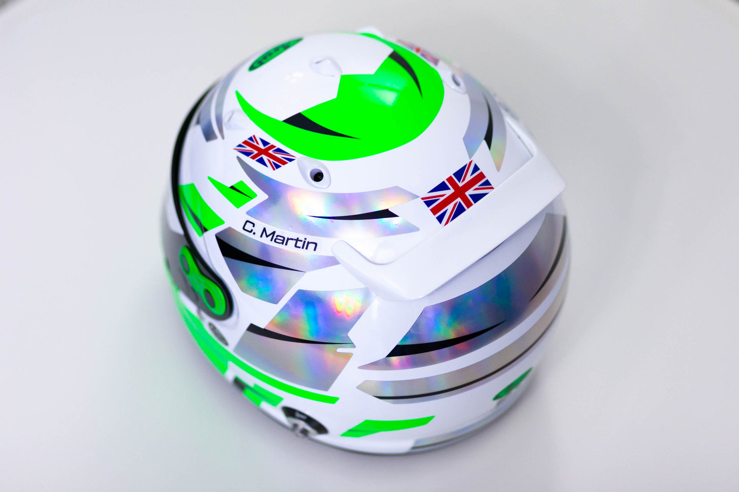 ALPHA Sticker Kit for helmet Color Scheme #2 FLUO & SILVER (design pack) (Karting, Motorsport, Moto)