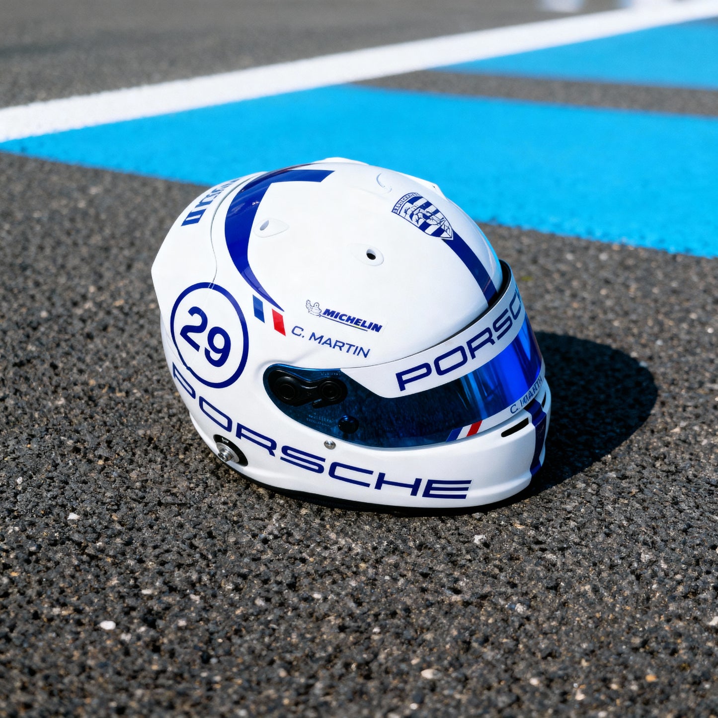 PORSCHE Challenge Helmet Sticker Pack Color Scheme #3 BLUE (design pack) (Karting, Motorsport, Moto)