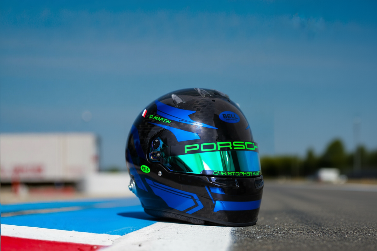 GRANDA Sticker Kit for helmet Color Scheme #4 FLUO & Blue Chrome helmet (design pack) (Karting, Motorsport, Moto)