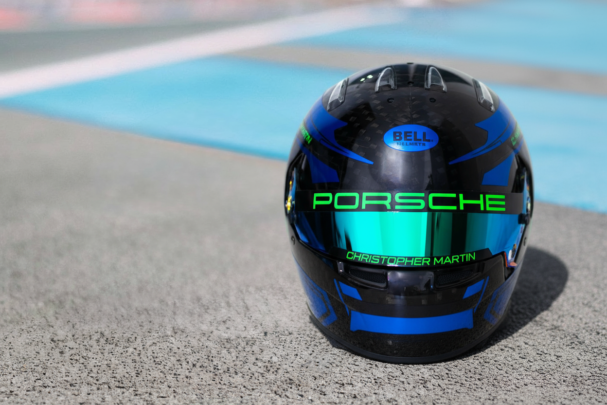 GRANDA Sticker Kit for helmet Color Scheme #4 FLUO & Blue Chrome helmet (design pack) (Karting, Motorsport, Moto)