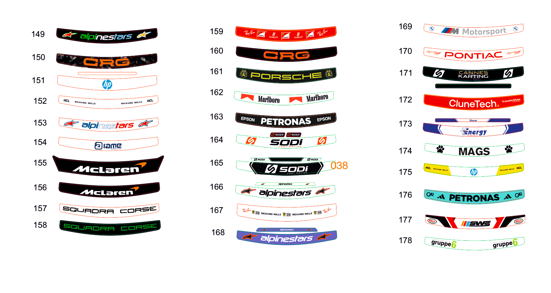 MT Helmets Atom Helmet visor Sticker (Karting, Motorsport)