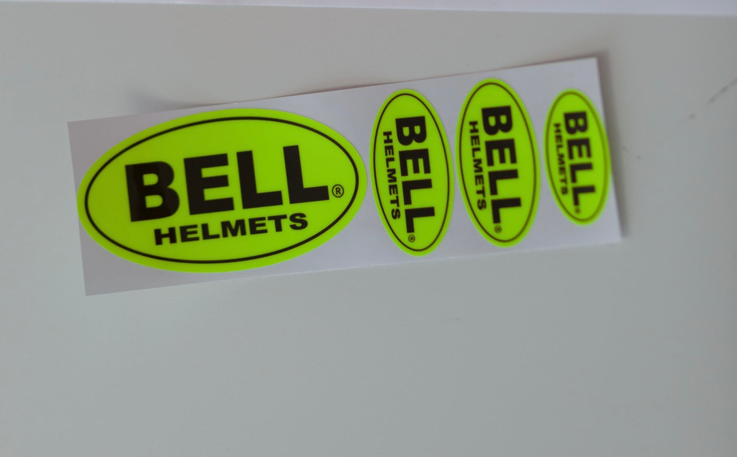 BELL logo set in FLUOR. Stickers for helmet (Karting, Motorsport, Moto)