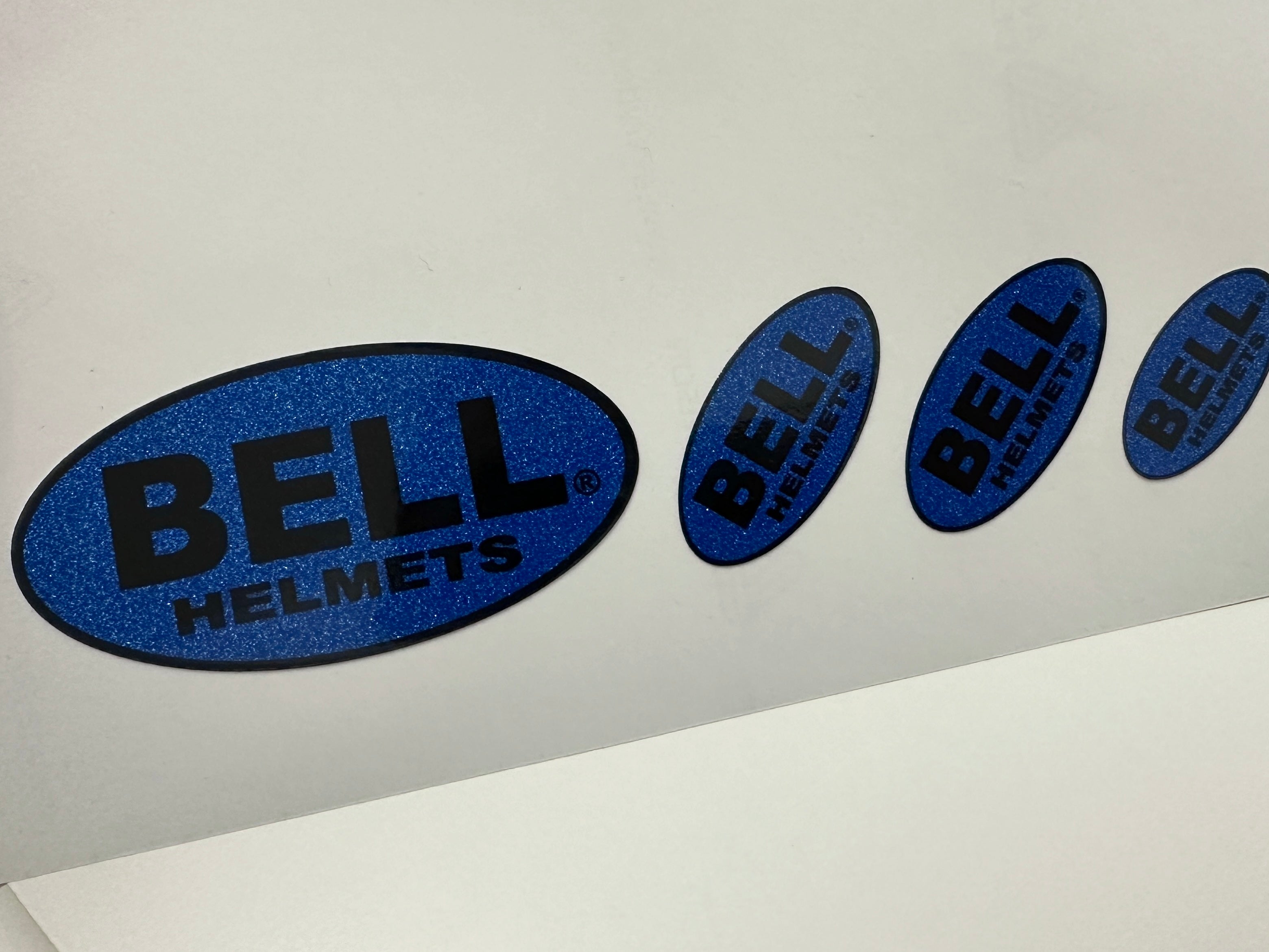 BELL logo set in glitter metallic. Stickers for helmet (Karting, Motor ...