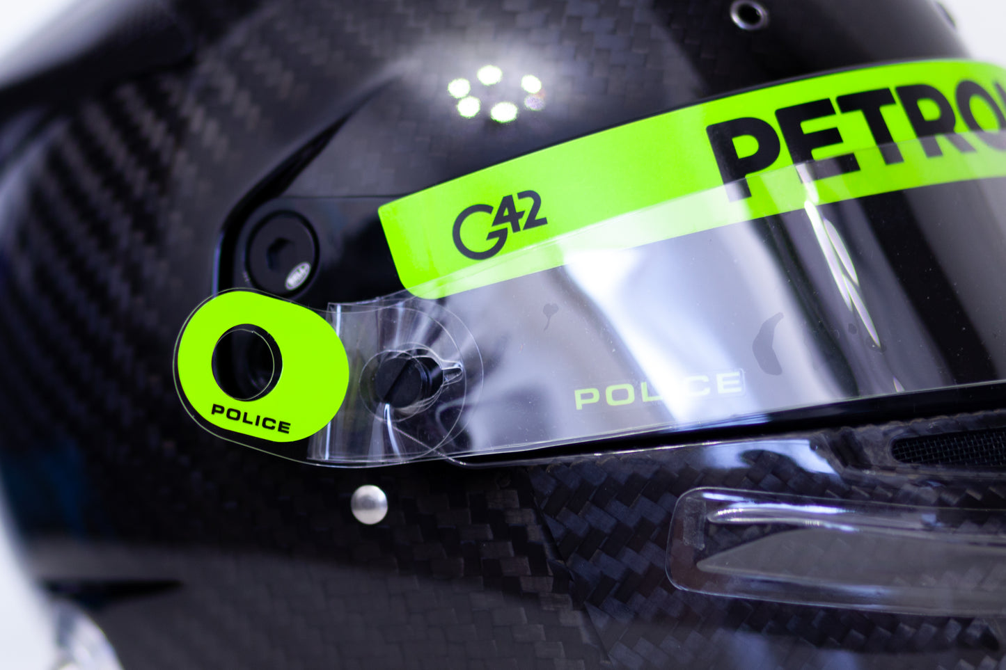 F1 LH44 PETRONAS FLUO KIT of visor stickers & Tear off Stickers (Karting, Motorsport, Moto)