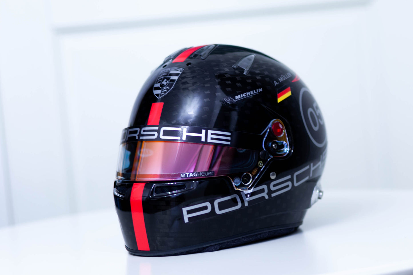 PORSCHE Challenge Helmet Sticker Pack Color Scheme #4 RED-SILVER Metal (design pack) (Karting, Motorsport, Moto)
