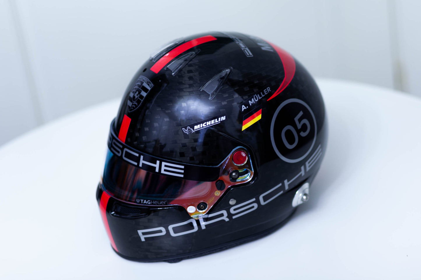 PORSCHE Challenge Helmet Sticker Pack Color Scheme #4 RED-SILVER Metal (design pack) (Karting, Motorsport, Moto)