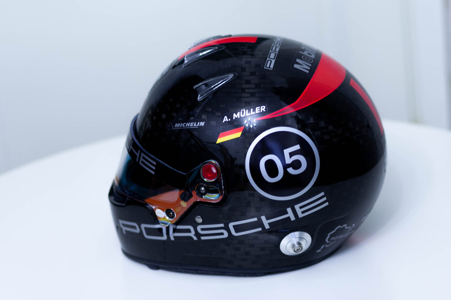 PORSCHE Challenge Helmet Sticker Pack Color Scheme #4 RED-SILVER Metal (design pack) (Karting, Motorsport, Moto)