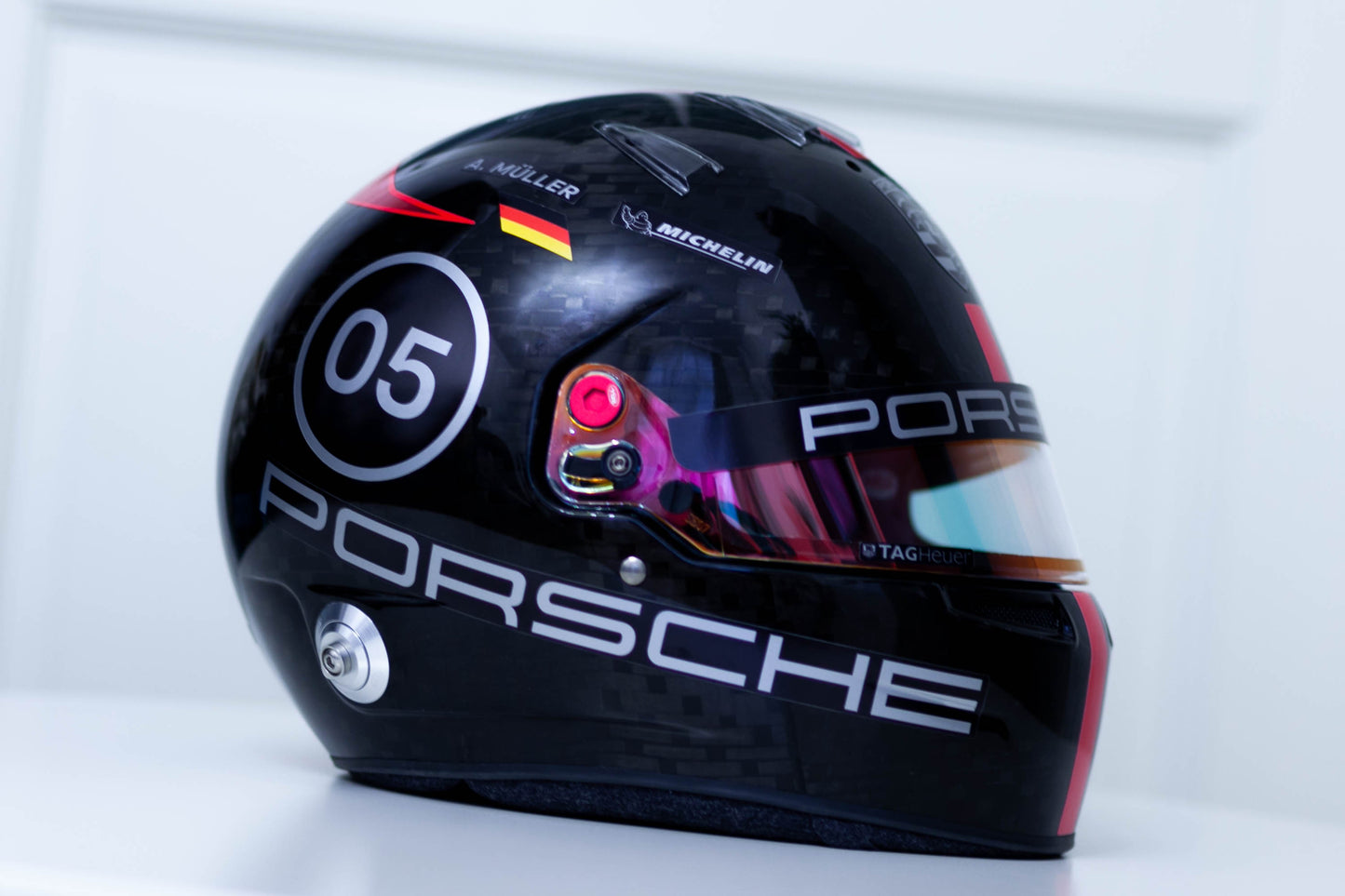 PORSCHE Challenge Helmet Sticker Pack Color Scheme #4 RED-SILVER Metal (design pack) (Karting, Motorsport, Moto)
