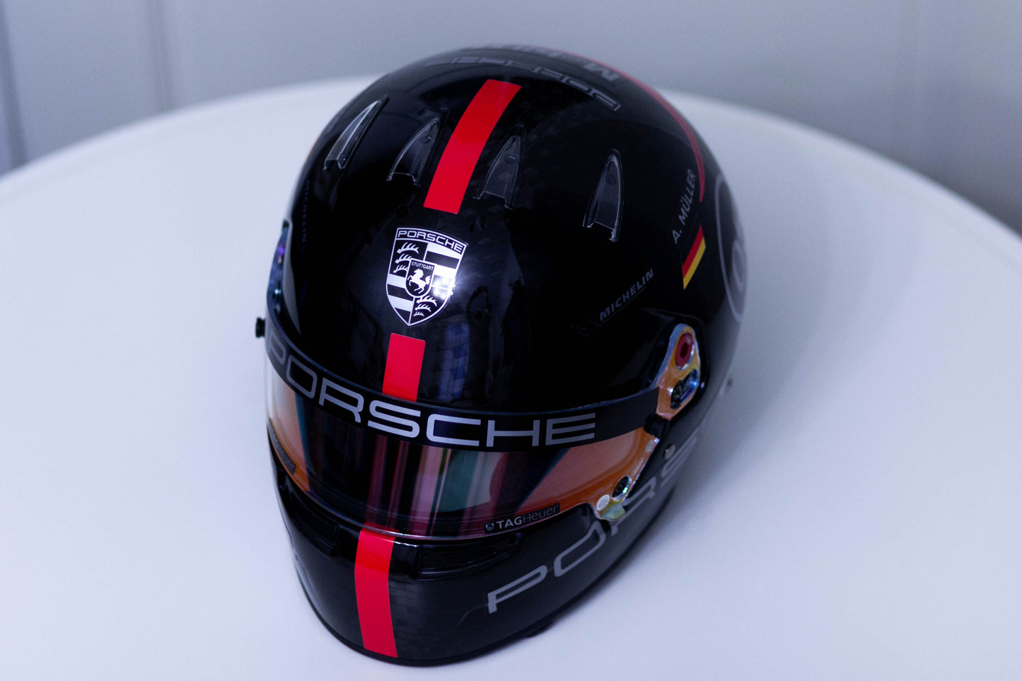 PORSCHE Challenge Helmet Sticker Pack Color Scheme #4 RED-SILVER Metal (design pack) (Karting, Motorsport, Moto)