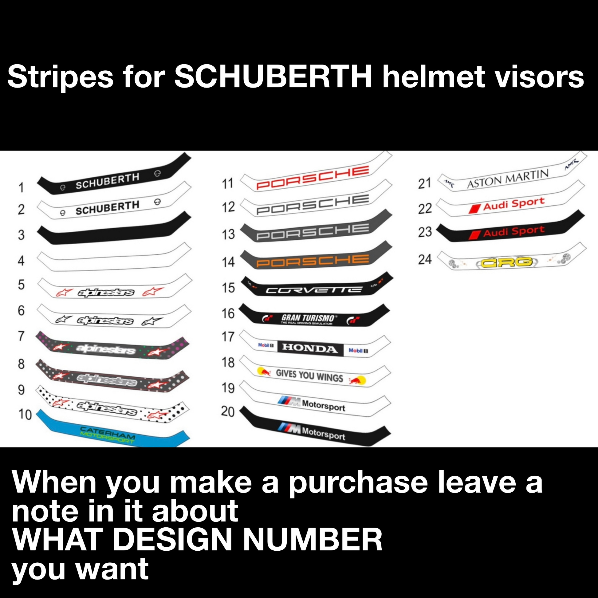 SCHUBERTH SP1 SF2 SF3 Helmet Visor Sticker (Karting, Motorsport, Moto) – 33 stickers