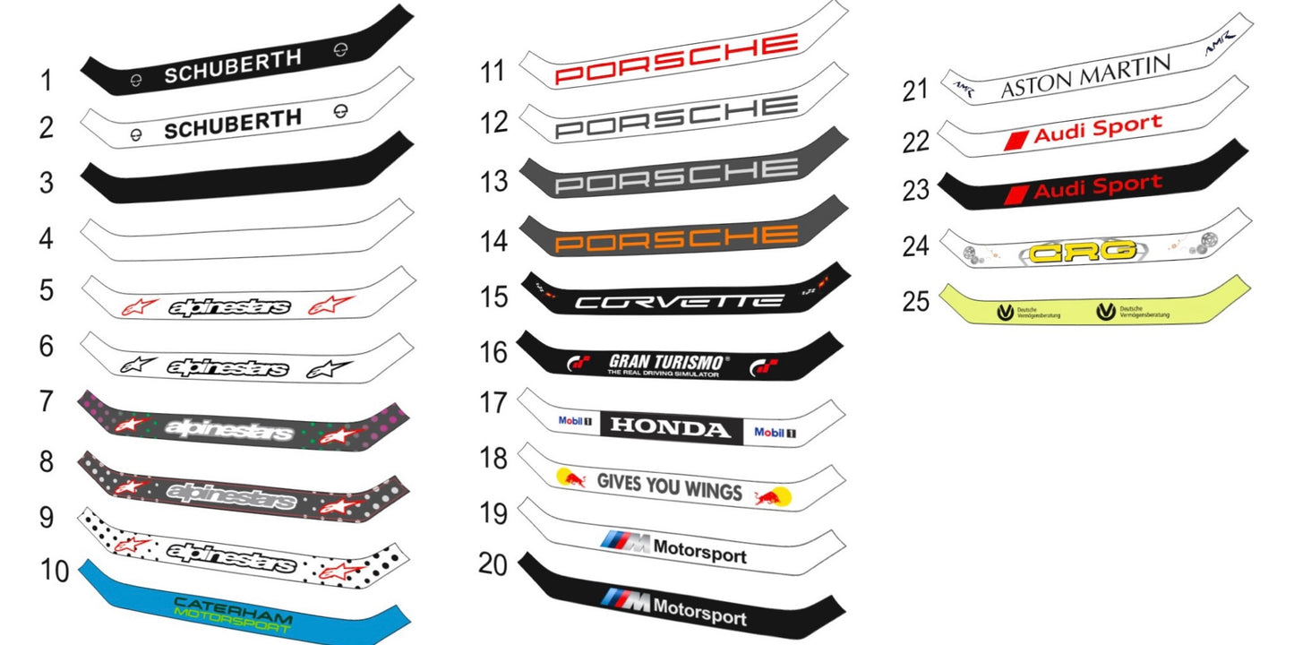 SCHUBERTH SP1 SF2 SF3 Helmet Visor Sticker (Karting, Motorsport, Moto) – 33 stickers