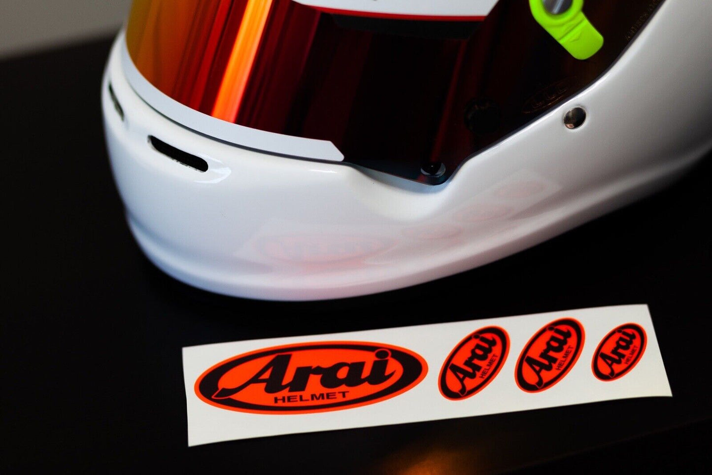 Arai Helmet Logo Sticker Set in FLUO (Karting, Motorsport, Moto)
