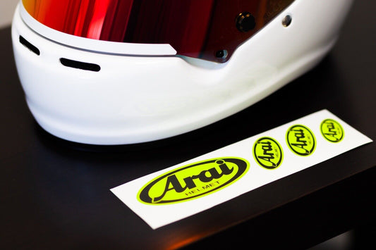 Arai Helmet Logo Sticker Set in FLUO (Karting, Motorsport, Moto)